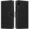 Shantime Custodia in Pelle PU a Righe Compatibile con Asus Zenfone 5z ZS620KL, Cover Portafoglio con Chiusura Magnetica, Scomparti Carte e Funzione Stand (Nero)