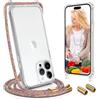 UYMO Trasparente Cover con cordino per iPhone 14 6.1,Custodia con Laccio Collana Tracolla Regolabile catena Case,Arcobaleno