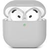 AOTUAO Custodia Compatibile con AirPods 4 (2024) Custodia Case, Case Protettiva Antiurto Antiscivolo in Silicone per AirPods 4a Generazione Cover Custodia, LED Frontale Visibile, Grigio