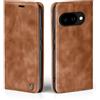 LBH Custodia per Google Pixel 10a, marrone chiaro, con scomparto per carte di credito e contanti, funzione leggio, chiusura magnetica, stile vintage