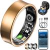 NAIXUES Smart Ring Uomo Donna, Anello Smart Fitness con Controllo Gestuale/Frequenza Cardiaca(HRV)/SpO2/Sonno/170+ Modalità Sport Impermeabil 5ATM, Smartwatch per Android e iOS, Misura 9, Oro