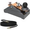 Putikeeg CW Morse Code Key - Chiave tascabile con codice Morse Telegraph Base in lega di alluminio grigia per radioamatoriali, tensione regolabile (grigia)