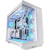 Mars Gaming MC-REV, Case Gaming ATX, Doppio Vetro Temperato, 3x Ventole ARGB Invertite 12cm, Montaggio Verticale GPU, Tower PC con Supporto Raffreddamento a Liquido fino a 360mm, Bianco