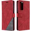 SONWO Cover per Huawei P Smart 2021, Flip Caso in PU Pelle Case Cover Portafoglio Custodia per Huawei P Smart 2021, [Kickstand] [Slot per Schede], Rosso