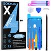 bokman Batteria per iPhone X 5000mAh, Batteria Interna di Ricambio ad Alta Capacità con Kit di Riparazione, Strumenti e Strisce Adesive, Compatibile A1865 A1901 A1902