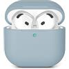 AOTUAO Custodia compatibile con AirPods 4 (2024), in morbido silicone, antiurto, con protezione completa contro le cadute, LED frontale visibile, blu denim