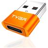 TYGA STORE Adattatore USB tipo C femmina a USB tipo A maschio 2.0, sincronizzazione, trasferimento, ricarica, plug & play (1, arancione)