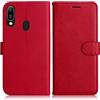 DENDICO Cover per Huawei Y6 2019 / Honor 8A, Premium Portafoglio PU Custodia in PU Pelle, Flip Libro TPU Bumper Caso per Huawei Y6 2019 / Honor 8A, Rosso