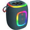 fesoklaf Altoparlante Bluetooth portatile, altoparlanti wireless BT 5.3 con cordino, TF/AUX/Bluetooth, 3 modalità di riproduzione, illuminazione RGB per esterni, mini altoparlante impermeabile (blu)