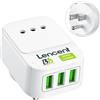 LENCENT Adattatore Presa USA da Viaggio, Caricatore Presa con 3 Porte USB