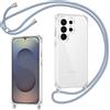 Coiwxmoi Cover per Samsung Galaxy S25 Ultra con Cordino, Custodia Trasparente con Regolabile Collana Ultra Sottile Antiurto AntiGraffio TPU Silicone Bumper Protettiva Case con Laccio Tracolla, Blu
