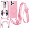 FERLAN Cover con Cordino per iPhone 11 Pro Max Cover Magnetica, Cover in Silicone TPU Morbido Corda Collana Necklace Regolabile Stylish con Catena Ultra Sottile Case, Rosa