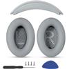 YunYiYi Cuscinetti auricolari + fascia di ricambio compatibili con cuffie sovraurali Bose QuietComfort 45 QC45 35 QC35, QC35 II, facili da installare, parti in pelle proteica (kit grigio chiaro)