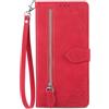 NEXCURIO Custodia a Libro Cover Portafoglio per Apple iPhone 17 Pro Max Flip Case in Pelle Fiori Donna con Tasca Zip Porta Carte Laccio Supporto Antiurto - Rosso