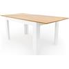 edihome, Tavolo da pranzo allungabile, 140-190 cm (lunghezza) x 90 cm (larghezza) x 78 cm (altezza), modello Denver, per soggiorno, cucina, finitura bianco e cambria (bianco/legno estensibile)