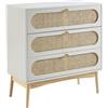 BAÏTA Cassettiera SIXTINE Grigio Perla e canna rattan 3 cassetti