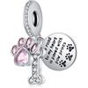 YOUFENG Jewellery Ciondolo a forma di zampa di cane, con zirconia cubica rosa, adatto per braccialetti Pandora da donna, 25mm*11mm, Cristallo, Zirconie sintetico