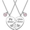 HULALA Collana abbinata con scritta Big Sis e Lil Sis, per sorelle, regalo di compleanno o di Natale, Acciaio inossidabile
