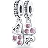 Mon & Sons Ciondolo commemorativo a forma di girasole, Hamsa, Fatima, portafortuna, teschio, serpente, stella, in argento Sterling 925, compatibile con braccialetti Pandora Moments (Mum, Mom Dad Split 2 Four