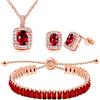 Oneress Y3611 Y3611 - Set di collana con zirconia cubica, orecchini a perno da donna, con zirconia cubica, taglio rettangolare, per Natale, compleanno, laurea, San Valentino, Ottone, Zirconia cubica