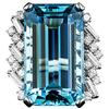 Uloveido Platino Plated Smeraldo Taglio Rettangolare CZ Acquamarina Simulato Anello Matrimonio Birthstone Anelli per le Donne Y926, 17.3 (54.4), Cristallo, Zirconia cubica