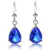 RIZILIA Ciondolare Orecchini Traforati Con Taglio Pera CZ [Simulata Zaffiro Blu] In Placcato In Oro Bianco, Semplice Ed Elegante Moderno