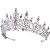 PLAFOPE Corona di cristallo viola tiara per donne da sposa tiara copricapo da sposa per feste di nozze fascia da sposa copricapo da sposa tiara brillante fascia per capelli da sposa diademi decorativi