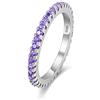 Uloveido Anello Eternity placcato in oro bianco con zirconia cubica da 2 mm, da donna, con pietra portafortuna viola, Y115, P1/2 (57mm), Cristallo, 100%