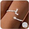 Maynor Anelli in Argento Sterling 925 per Donne e Ragazze con Iniziale A-Z, Zirconia Cubica, Regolabili, dalle Taglie J½ a S, Anello per Pollice, Idee Regalo per Ragazze Adolescenti, Metallo