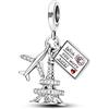 Mon & Sons Ciondolo in argento Sterling 925 con scritta Wish you were here, con Torre Eiffel, Francia, Parigi, I Love You, compatibile con braccialetti Pandora