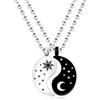 Tobestu 2Ps Tai Chi Puzzle Coppia Collane Abbinate - Sole e Luna Ciondolo Set per Uomo e Donna YA4562, Acciaio inossidabile, Nessuna pietra preziosa