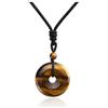 JSDDE Collana con ciondolo a forma di ciambella in cristallo naturale con occhio di tigre, Reiki, pietra curativa, per donne e uomini