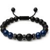 Ovyntremis Braccialetto da uomo con occhio di tigre blu, 8 mm, corda elastica intrecciata fatta a mano, braccialetto di perline per buona fortuna e benedizioni, regalo premuroso per gli uomini, con
