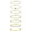 JeweBella 3-7 Pezzi Bracciale Donna Oro in Acciaio Inossidabile Bracciali Donna Regolabili Figaro Serpente Tennis Catena Impilabili Braccialetti per Donna