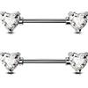 OUFER 2 Pezzi Piercing Capezzolo in Acero Chirurgico 316L Anelli a Bilanciere a Forma di Cuore con CZ Piercing Lingua Gioielli Piercing Corpo per Donna 14mm 14G Oro Rosa/Argento, 14G, Acciaio