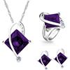 Tobestu Set di gioielli T295 con collana e orecchini a perno coordinati in cristallo quadrato con topazio creato, UK Size P1/2(57mm), Pietra, Zirconia cubica