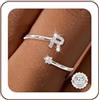 Maynor Anello con Lettere A-Z in Argento 925 da Donna con Zirconia Cubica/CZ - Anelli Impermeabili - Anelli Regolabili dalla Taglia 50 alla 60 - Anello per Pollice e Dita - Gioielli con Iniziali
