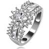 Uloveido Donne Colore Argento Taglio Ovale Grande Rosa Cubic Zirconia Anello Matrimonio Fidanzamento Band Moda Gioielli Regali per Lei J558, P1/2(57mm), Cristallo
