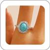 Cybche Anello etnico punk turchese argento turchese anello ovale blu pietra preziosa anelli di cristallo ovale anello regolabile aperto gioielli per le donne
