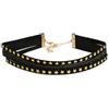 Avalaya Collana girocollo nera con glitter e stella con chiusura color oro, lunghezza 29 cm, lunghezza 6 cm, pelle scamosciata