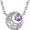 Suplight Collana Donna Argento Ciondolo Portafortuna Argento 925, Collana Luna Donna Argento 925 con Alessandrite Giugno Punto Luce Collana Confezione Regalo