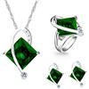 Tobestu Set di gioielli T295 con collana e orecchini a perno coordinati in cristallo quadrato con topazio creato, UK Size L1/2(51.9mm), Pietra, Zirconia cubica
