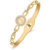YAYAKO Acciaio inossidabile Strass Bracciale Bangle Dainty 18K Placcato Argento Bracciali Oro per Donna Ragazze Bracciali di Fascino Regali (Doppio Cuore Oro)