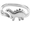 CrownOfRibbons Anello en argent en forme de dinosaure CrownoRibbons, regolabile, da donna, dans un sac de transport