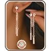 FIOROYAL Orecchini Donna Argento 925 Orecchini Pendenti Anallergici Oro Placcato 14K CZ Perno Orecchino con Catena Pendente Dichiarazione Orecchino Minimalista per Orecchie Sensibili RO1