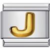 Mon & Sons J Lettera iniziale in oro giallo personalizzata con ciondolo alfabetico in argento 9mm, compatibile con bracciale modulare a catena italiana