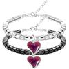 Generic Set di 2 braccialetti fatti a mano in ematite con cuore e umore, per coppie, sensibili alla temperatura, cambiano colore, per fidanzato, fidanzata, migliori amici, Y1995 (bianco + nero), 18.5 cm,
