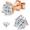 SLLAISS Orecchini Uomo Moissanite Argento 925 Ipoallergenici Oro Rosa Placcato 16K 4CT Moissanite D Color VVS1 Taglio Brillante, 3 Griffe Martini Solitario Orecchini Simulato Diamante Brillantino