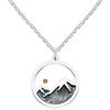 Tobestu Collana placcata in platino con pietra naturale religiosa per donne e uomini, collana rotonda con ciondolo a forma di semi di senape di montagna YA5071, Adjustable, Acciaio inossidabile,