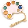 Avalaya Tavolozza di pittura per artisti smaltata color oro con spilla a pennello pendente, larghezza 35 mm